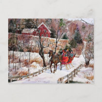 Vintage Winter Horse and Sleigh Postcard