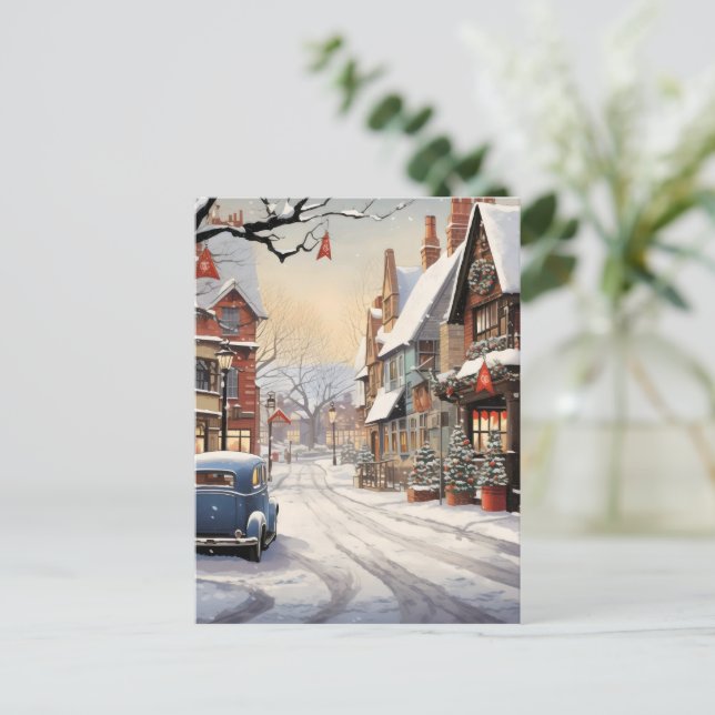Vintage Winter in City Postcard (Standing Front)