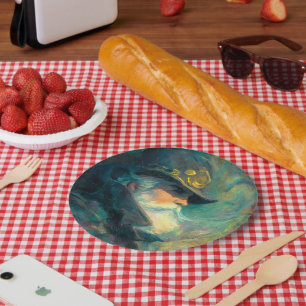Vintage Winter Old Man Portrait Paper Plates