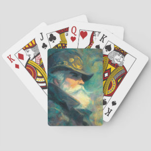 Vintage Winter Old Man Portrait Poker Cards