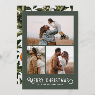 Vintage Winter Oranges 3 Photo Collage Christmas Holiday Card