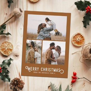 Vintage Winter Oranges 3 Photo Collage Christmas Holiday Card