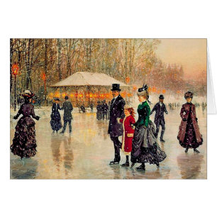 Vintage Winter Parisian Scene Christmas Card