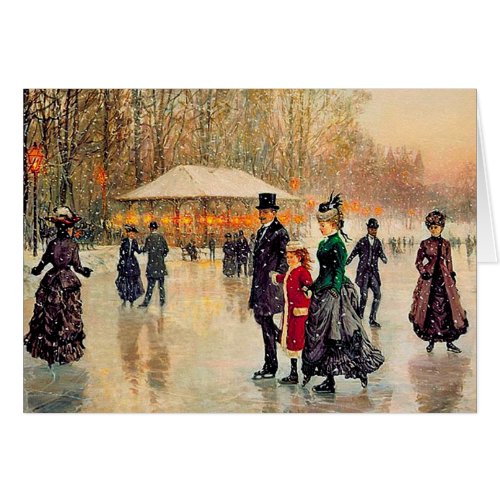 Vintage Winter Parisian Scene Christmas Card