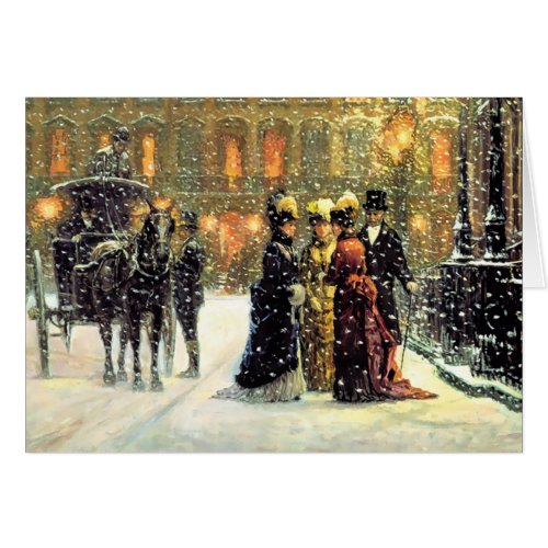 Vintage Winter Parisian Scene Christmas Card