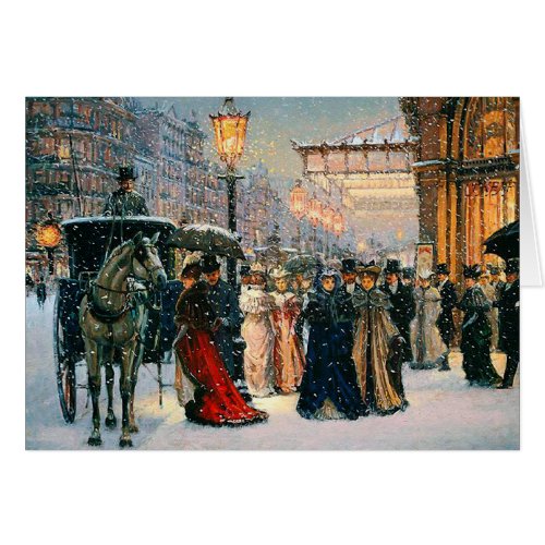 Vintage Winter Parisian Scene Christmas Card