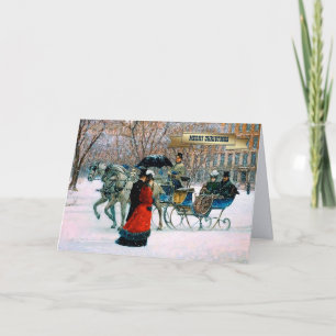 Vintage Winter Parisian Scene Christmas Holiday Card