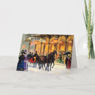 Vintage Winter Parisian Scene Christmas Holiday Card