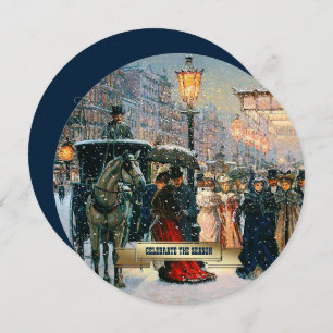 Vintage Winter Parisian Scene Holiday Party Invitation