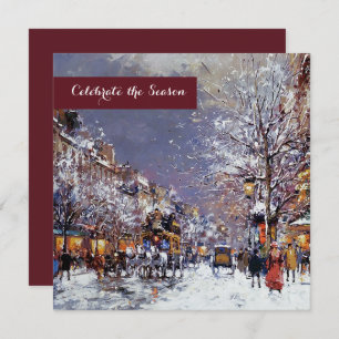Vintage Winter Parisian Scene Holiday Party Invitation