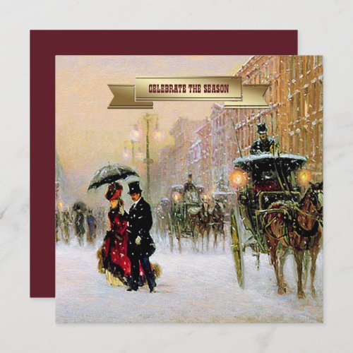 Vintage Winter Parisian Scene Holiday Party  Invitation