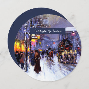 Vintage Winter Parisian Scene Holiday Party Invitation
