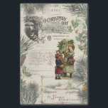 Vintage Winter Pine Father Christmas Ephemera  Tissue Paper<br><div class="desc">Nostalgic and rustic holiday ephemera featuring old world Father Christmas,  winter pine and holly,  engraved typography,  postal element,  handwriting and winter landscape on sepia background. Suitable for decoupage or crafting projects.</div>