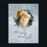 Vintage Winter Santa Christmas Postcard<br><div class="desc">Nostalgic Victorian image of Santa combined with magical winter scene make a beautiful and unique combination and a memorable Christmas keepsake. Inside text is customizable.</div>