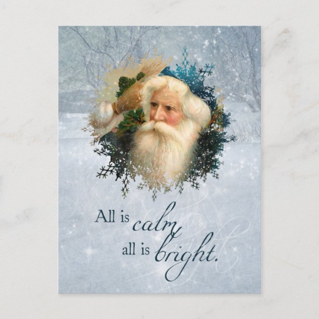 Vintage Winter Santa Christmas Postcard (Front)