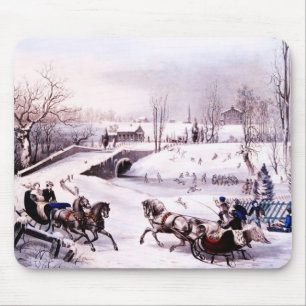Vintage Winter Scene Christmas Gift Mouse Pad