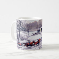 Vintage Winter Scene. Christmas Gift Mug