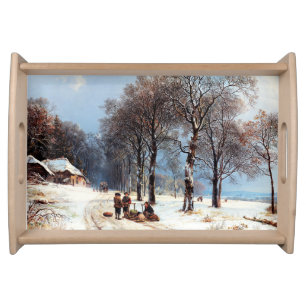 Vintage Winter Scene Christmas Gift Serving Tray