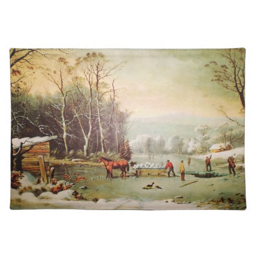 Vintage Winter Scene Cloth Placemat