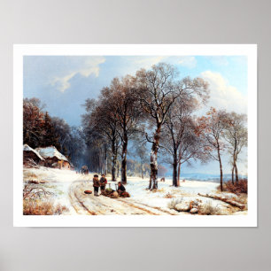 Vintage Winter Scene Painting Poster