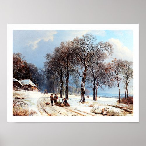 Vintage Winter Scene Painting Poster