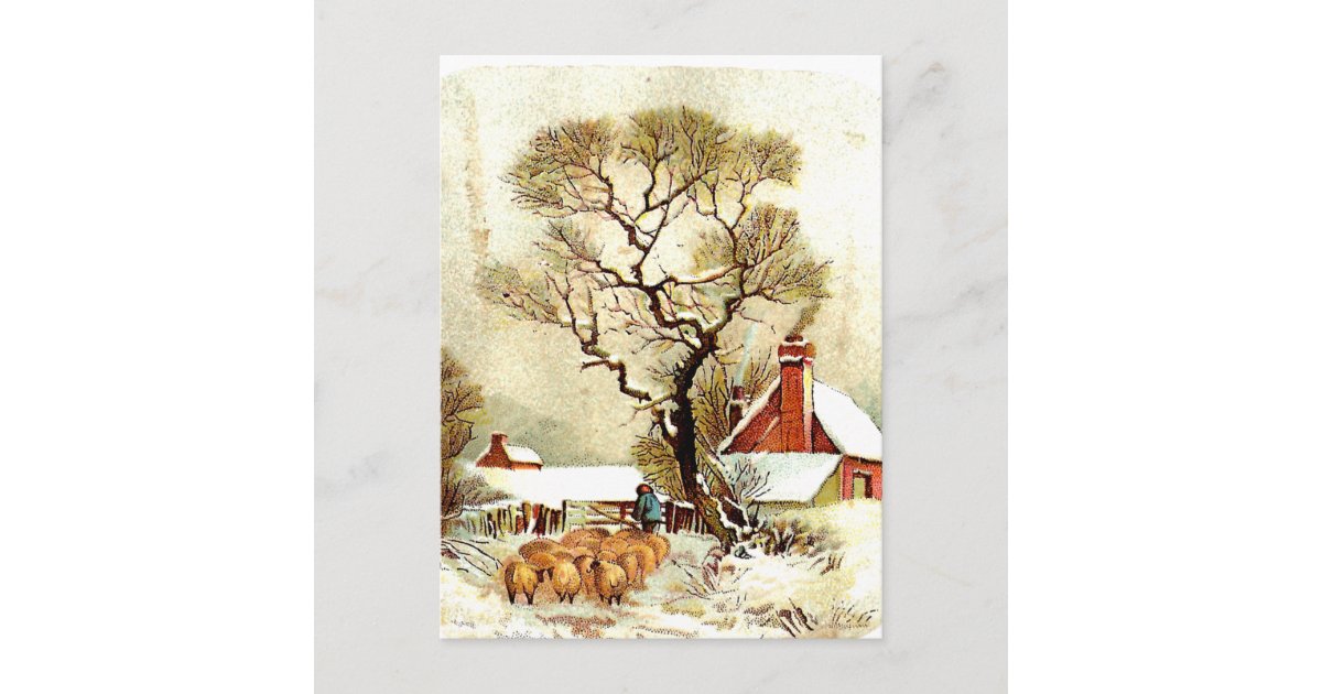 Vintage Winter Scene Postcard | Zazzle