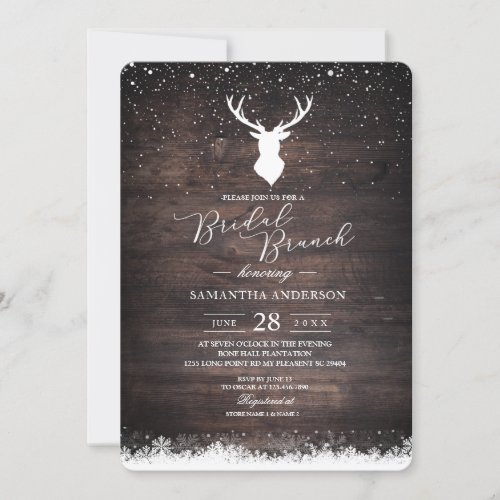 Vintage Winter Simple DeerSnowflak Bridal Branch  Invitation