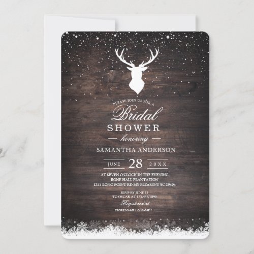 Vintage Winter Simple Deer  Snowflaks Invitation