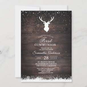 Vintage Winter Simple Deer & Snowflaks Invitation