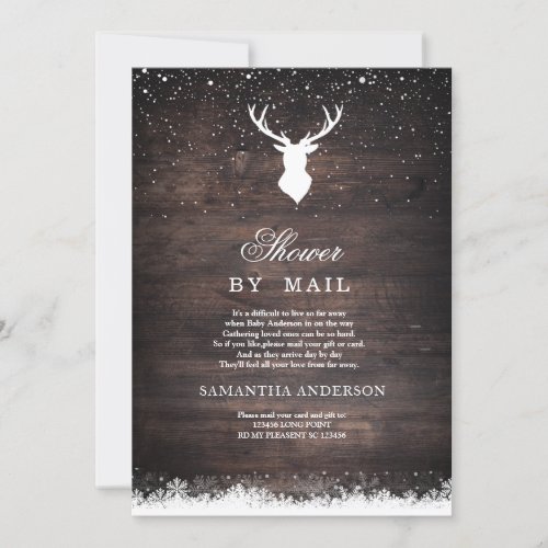 Vintage Winter Simple Deer  Snowflaks Invitation