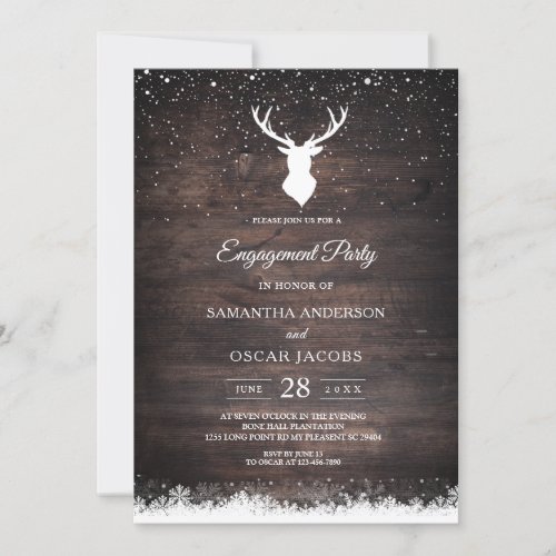 Vintage Winter Simple Deer  Snowflaks Invitation