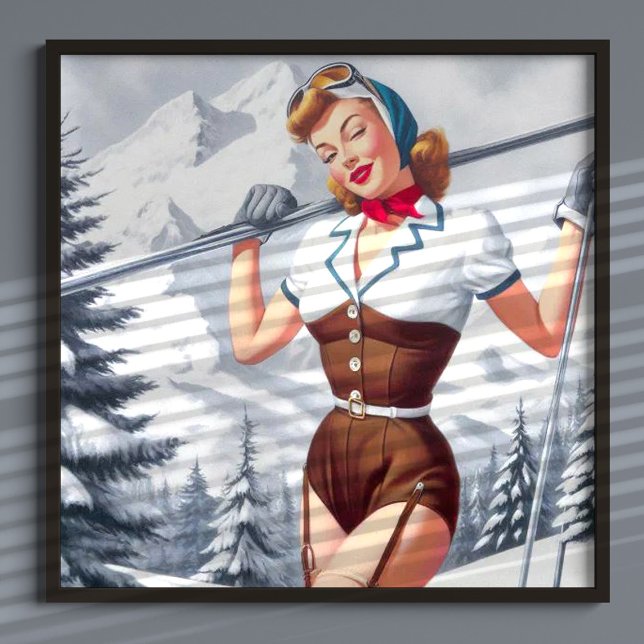 Vintage Winter Ski Pin-Up Poster (Creator Uploaded)