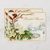 Vintage Winter Snow Church & Lilies Bridal Shower Invitation (Front/Back)