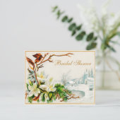 Vintage Winter Snow Church & Lilies Bridal Shower Invitation (Standing Front)