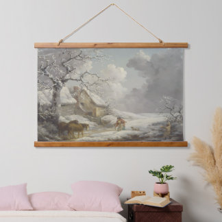 Vintage Winter Snow Repro Landscape Hanging Tapestry