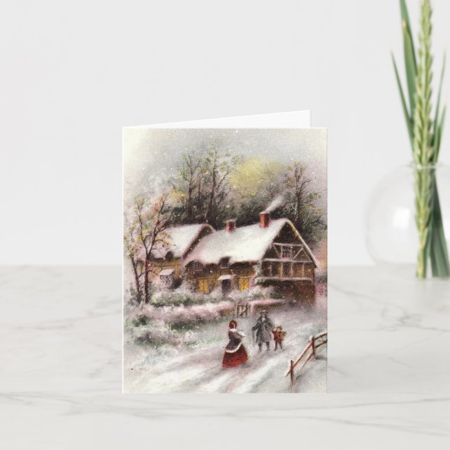 Vintage Winter Snow Scene Christmas Card (Front)