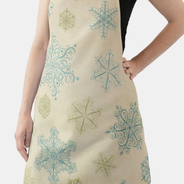 Vintage winter snowflake cute rustic snowflakes  apron (Creator Uploaded)