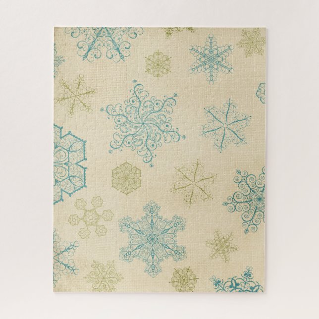 Vintage winter snowflake pattern rustic whimsical  jigsaw puzzle (Vertical)