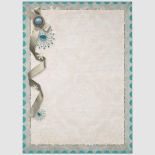 Vintage Winter snowflake ribbon and damask Post-i Tissue Paper