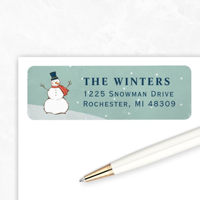 Vintage Winter Snowman Holiday Address Label (Creator Uploaded)