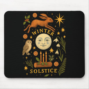 Vintage Winter Solstice Mystical Moon Pagan Yule C Mouse Pad