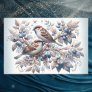 Vintage Winter Sparrows and Blueberries Decoupage  Tissue Paper