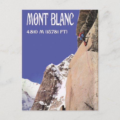 Vintage Winter Sports Climbing Mt Blanc Postcard