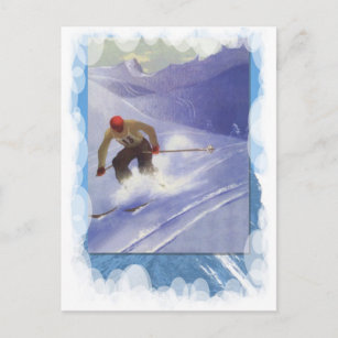 Vintage Winter Sports - Downhill race Postcard
