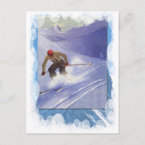 Vintage Winter Sports _ Downhill race Postcard
