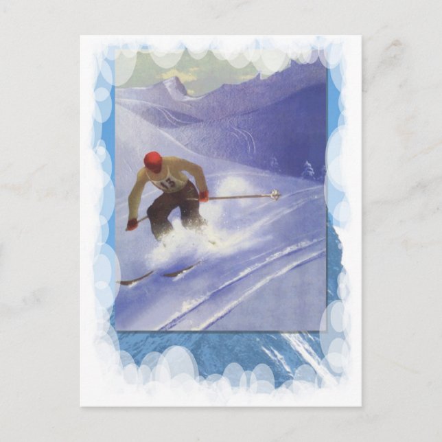 Vintage Winter Sports - Downhill race Postcard (Front)