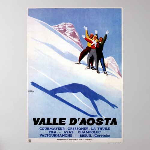 Vintage winter sports Italian Alps travel Poster