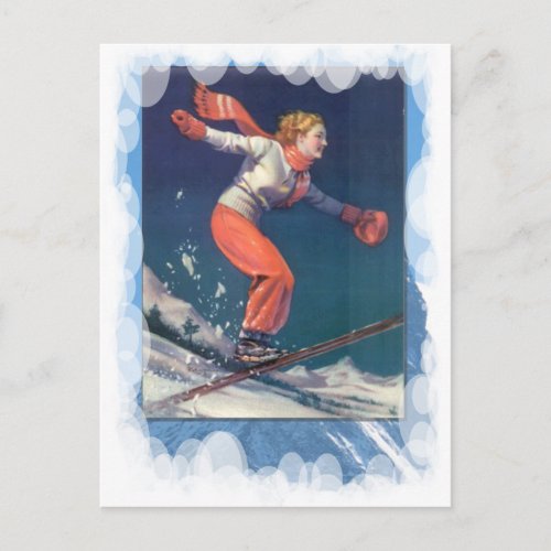 Vintage Winter Sports _ Jumping on skis Postcard
