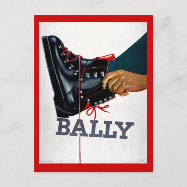 Vintage winter sports, Ski Boots, Bally Postcard (Front)