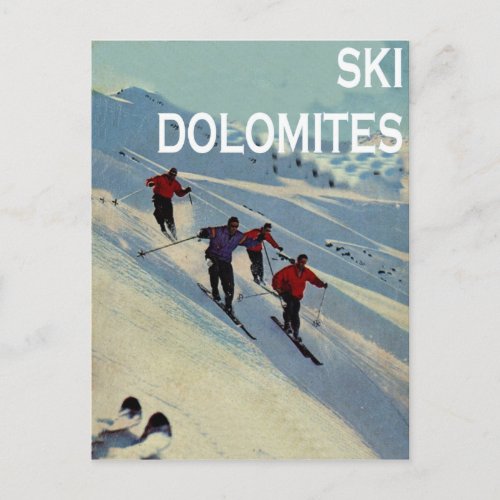 Vintage winter sports Ski  Italy Dolomites Postcard